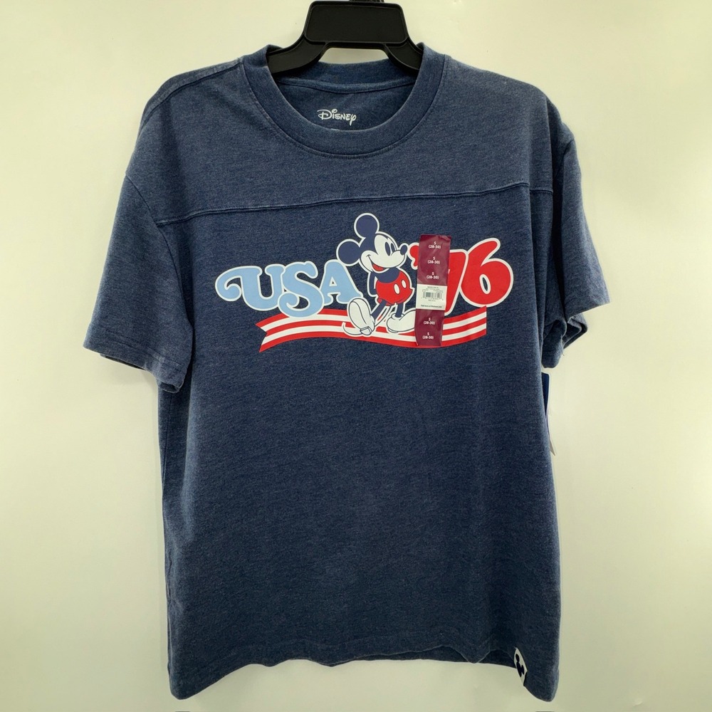 Disney T-Shirt Men S Blue New Mickey Mouse USA 76 Patriotic Graphic Tee
